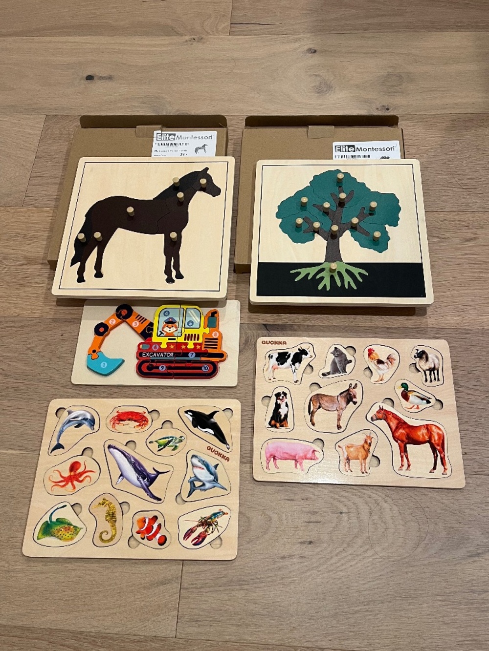 Like New - Wooden Montessori Puzzles for Toddlers